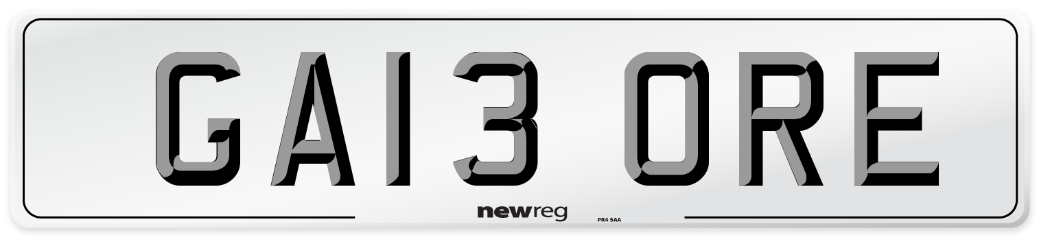 GA13 ORE Number Plate from New Reg